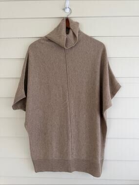 Cynthia Rowley 100% Cashmere Funnel Neck Sweater Soft Girl Balletcore Camel M
